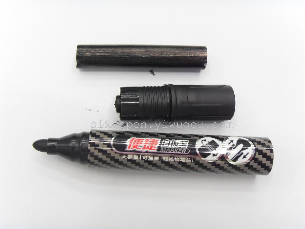 Extra-large capacity whiteboard pen with ink refilling and interchangeable pen tips