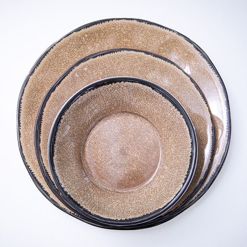 Melamine plates, melamine bowls, melamine trays, melamine tableware, melamine tableware are available in large quantities in stock Specification image