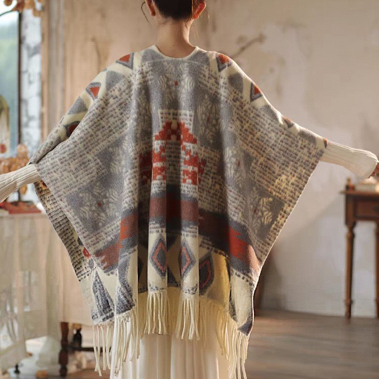 Cross-border scarf wholesale e-commerce live streaming supply chain supply diamond-shaped patterned snowflake anti-cashmere split shawls Specification image