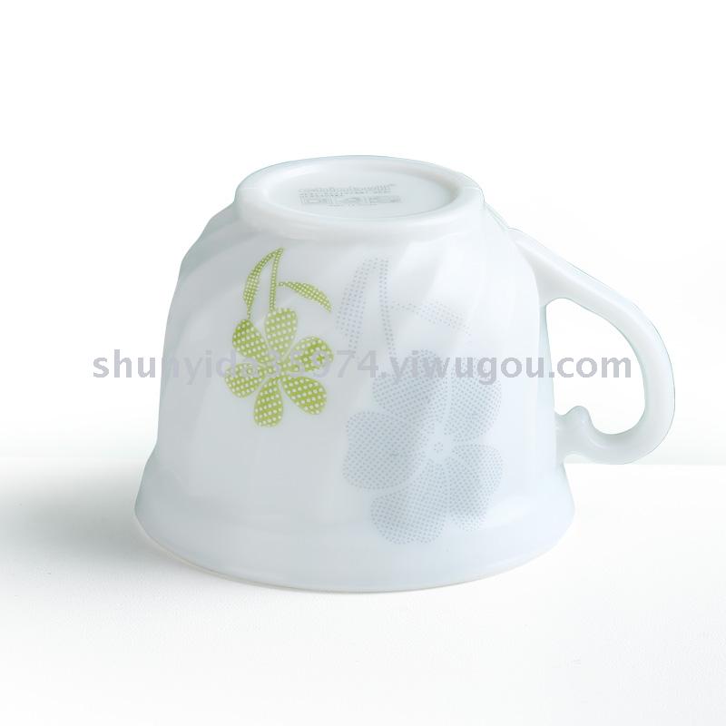 OPAL GLASSWARE White Jade Porcelain tempered Glass spiral Cup Coffee Cup Tea set Specification image