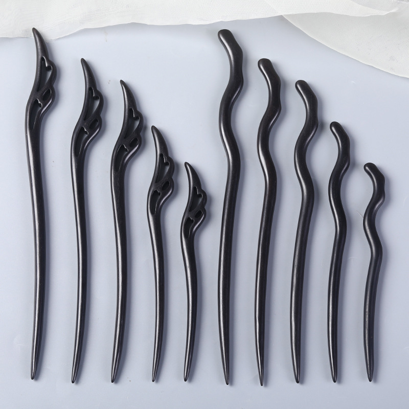 15cm short hairpin made of purple sandalwood, ancient-style hairpin, new Chinese-style hairpin, black sandalwood Hanfu hairpin