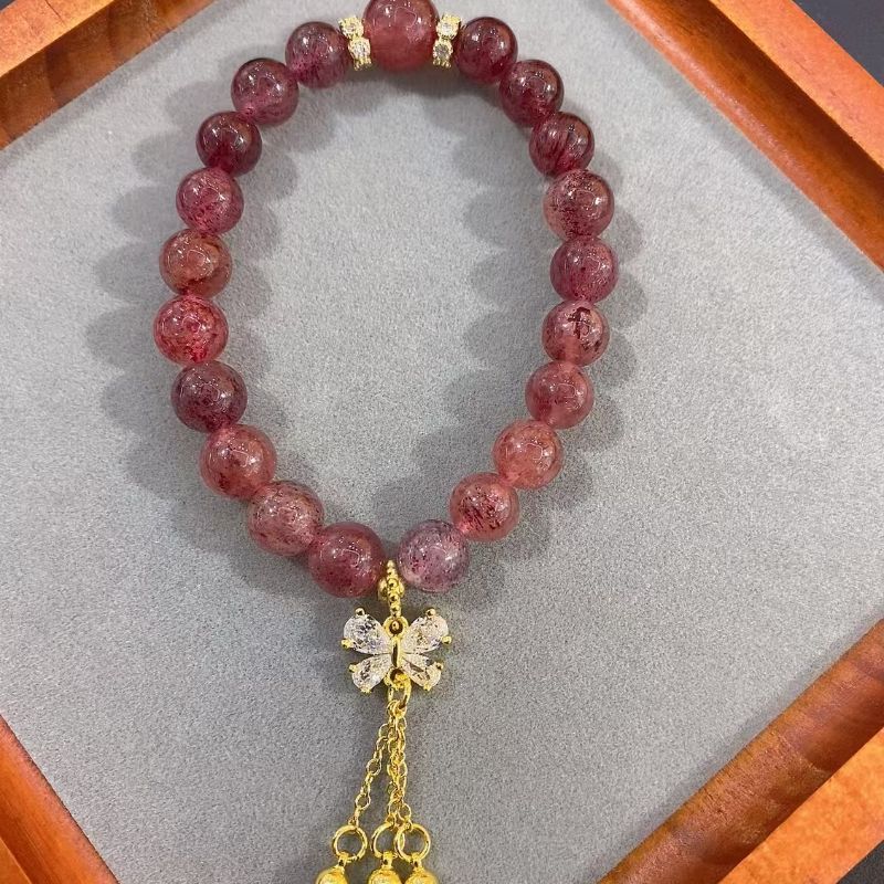 New Chinese-style natural strawberry crystal jade gourd bracelet, sweet and girlish ins bracelet, best friend