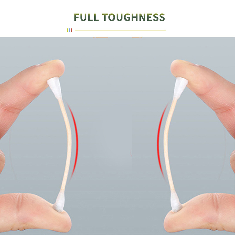 跨境竹木棒双头多功能棉签一次性卫生棉棒掏耳勺化妆卸妆美妆棉签细节图