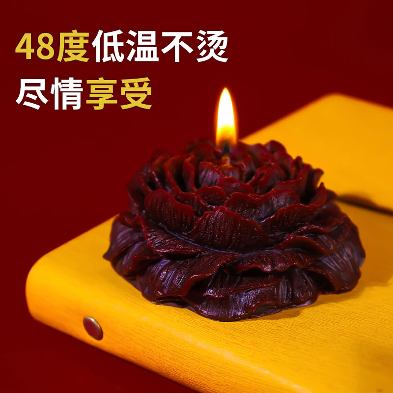 道具滴蜡解压浪漫氛围感香味牡丹花香薰低温蜡烛sm情调
