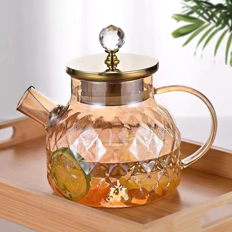 Amber cold water kettle, large-capacity juice cold water kettle, Lanling kettle, high-temperature resistant water ware set, glacier pattern craftsmanship