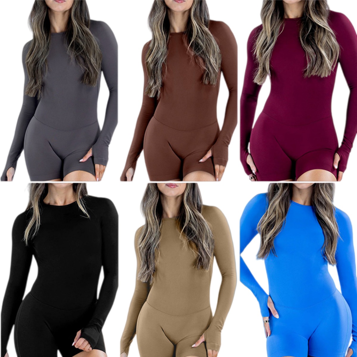 DF's same style backless jumpsuit, long-sleeved yoga wear, jumpsuit shorts, women's lift, figure-hugging, outdoor fitness, summer thin style details Picture