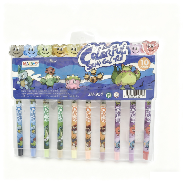 The heart-shaped colored medium oil pen PVC bag can smoothly remove the cap for office students Specification image