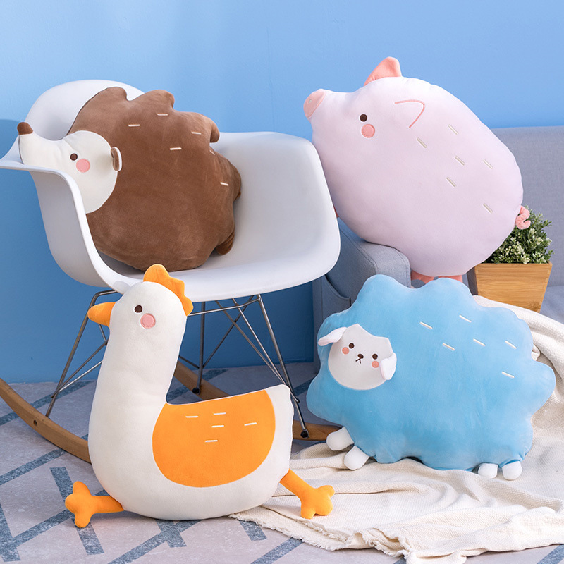 Cartoon and cute Modi animal hedgehog pillow, pig, sheep and chicken soft cushion, children's sleeping doll birthday gift details Picture