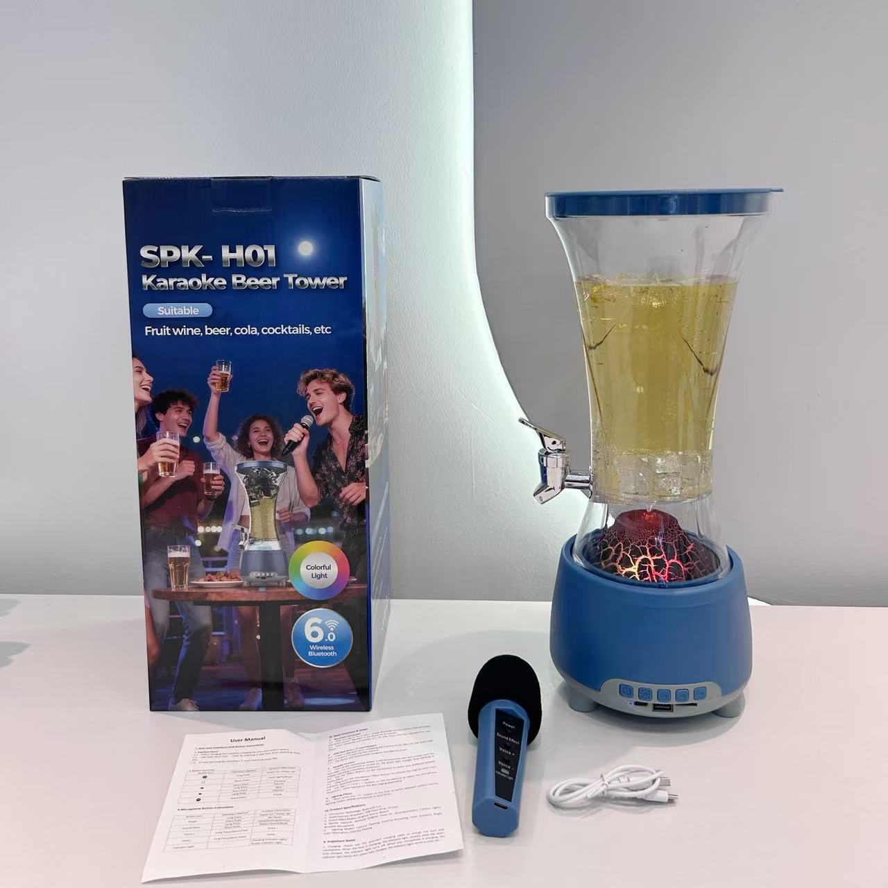 跨境新款热卖K歌蓝牙啤酒桶发光音箱啤酒商用扎啤分酒器