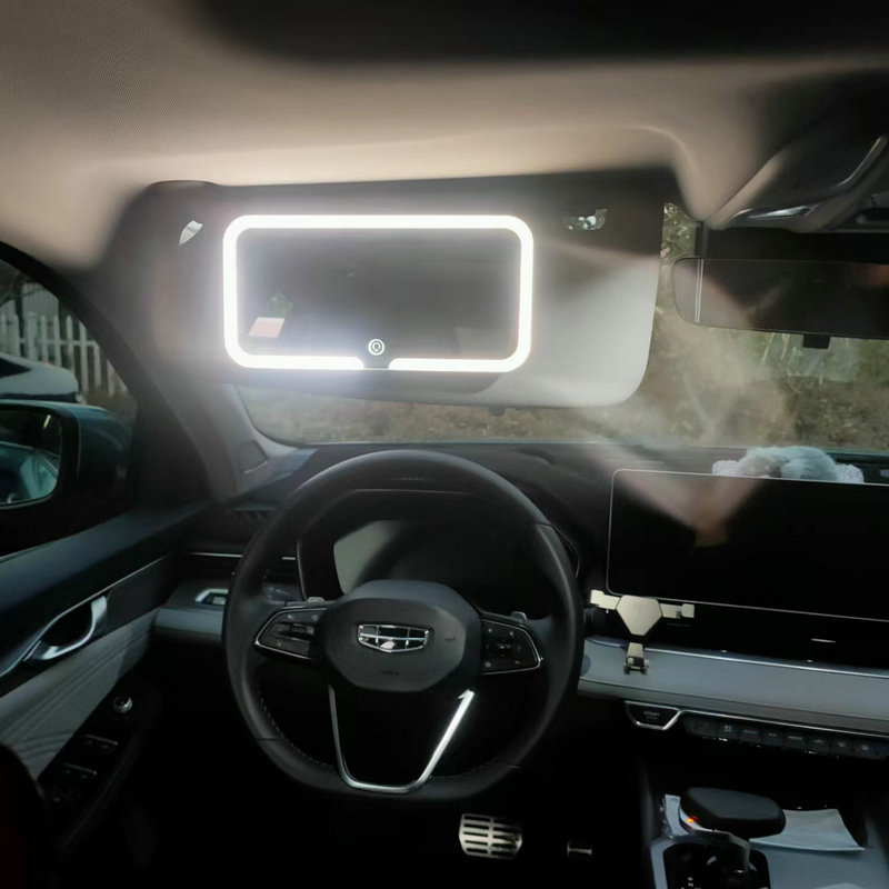 New car sun visor LED makeup mirror with adjustable brightness and soft light, finger-touch touch-up mirror wholesale details Picture