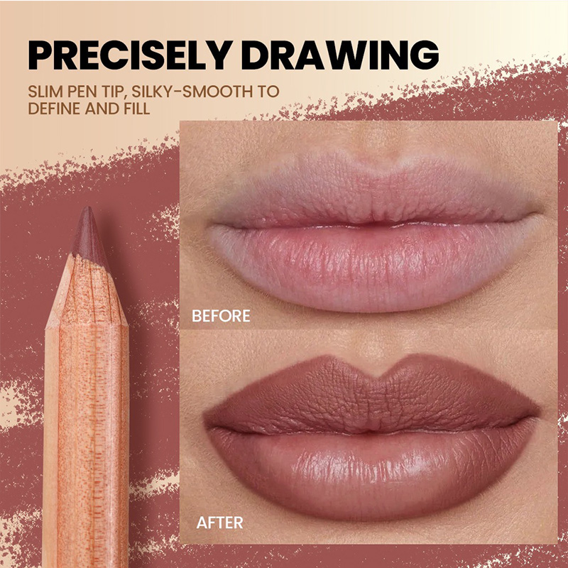 Lip liner pen set of 6 pieces, mineral waterproof, vegan and cruelst-free pencils