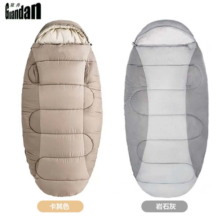 The sleeping cake can be extended into an egg-shaped sleeping bag for outdoor camping. The thickened cold-proof down sleeping bag for autumn and winter is portable for adults for camping Item Picture