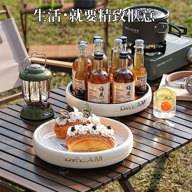 Desktop rotating makeup storage box, kitchen seasoning storage rack, bathroom detachable multi-functional storage tray Application Scenario