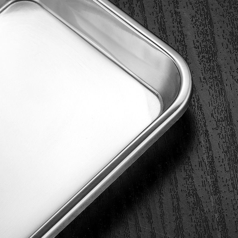 Stainless steel dental plate 304 mirror-polished dental square plate, disinfection plate, flat bottom instrument plate for dental and oral surgery Specification drawing