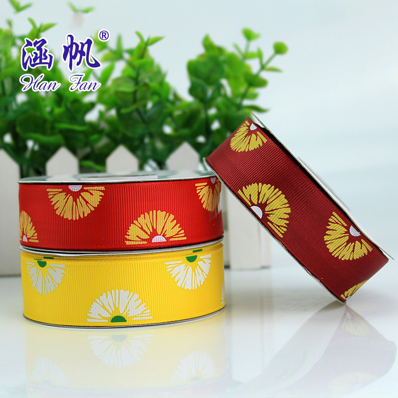 Customized wholesale printed ribbed ribbons, small floral ribbed ribbons, DIY handcrafted bows, children's hair accessories Specification image