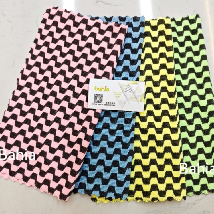 Colorful three-dimensional stereoscopic visual water ripple and wave pattern kitchen cleaning towel and rag