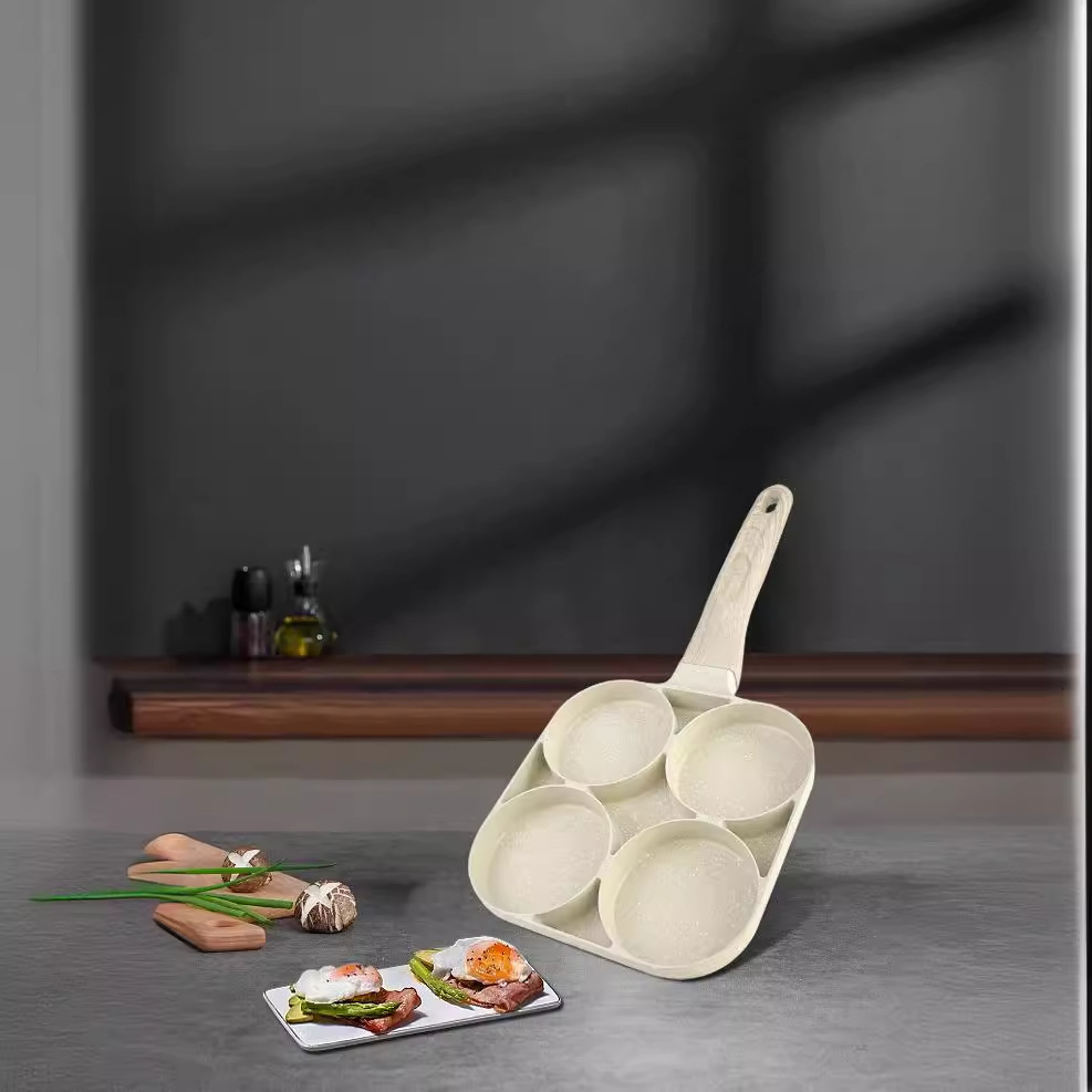 XY105鸡蛋汉堡锅家用煎蛋锅复底不粘锅四孔早餐煎锅压铸平底