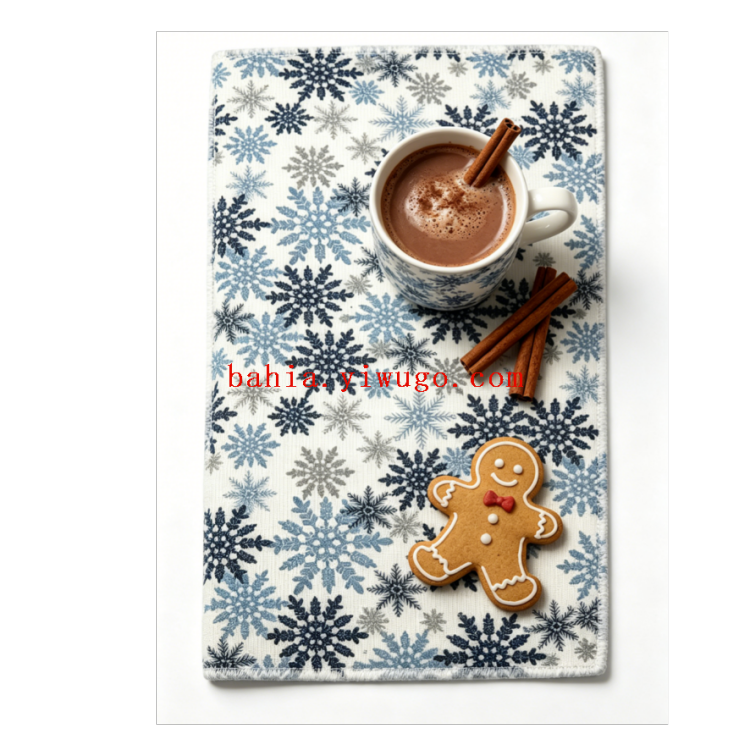 Nordic snowflake kitchen drying pad, high water absorption quick-drying dish draining cloth, countertop scratch-resistant and heat-resistant protective pad Item Picture
