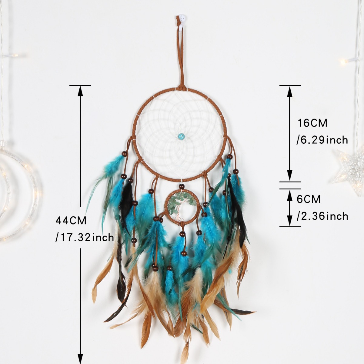 Retro-style dreamcatcher pendants, natural crushed stone life tree dreamcatcher ornaments, room decoration dreamcatcher wholesale details Picture