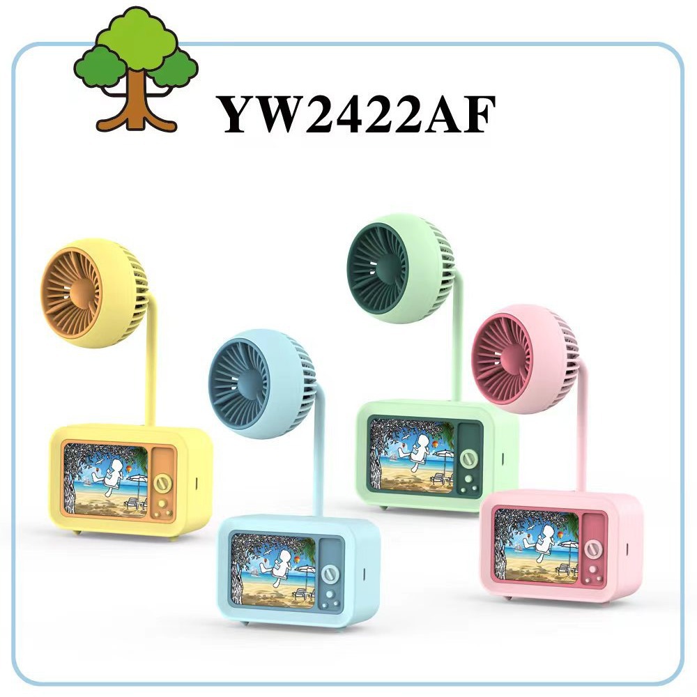 Light painting, small fan, TV shaped fan, 360-degree adjustable fan, two-speed adjustable learning fan ornament details Picture