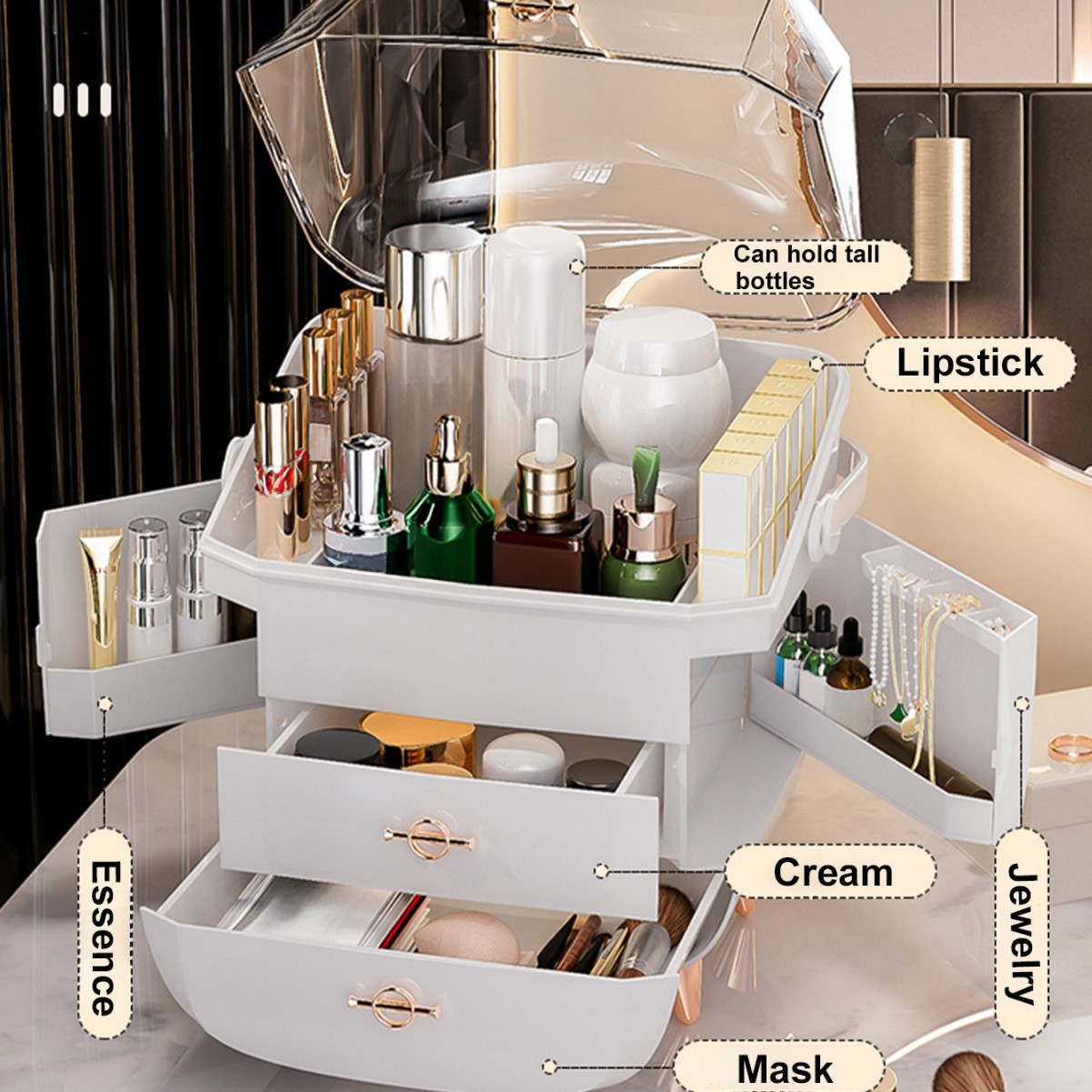 收纳盒/收纳/化妆品置物架/盲盒展示架/直角橱柜收纳盒产品图