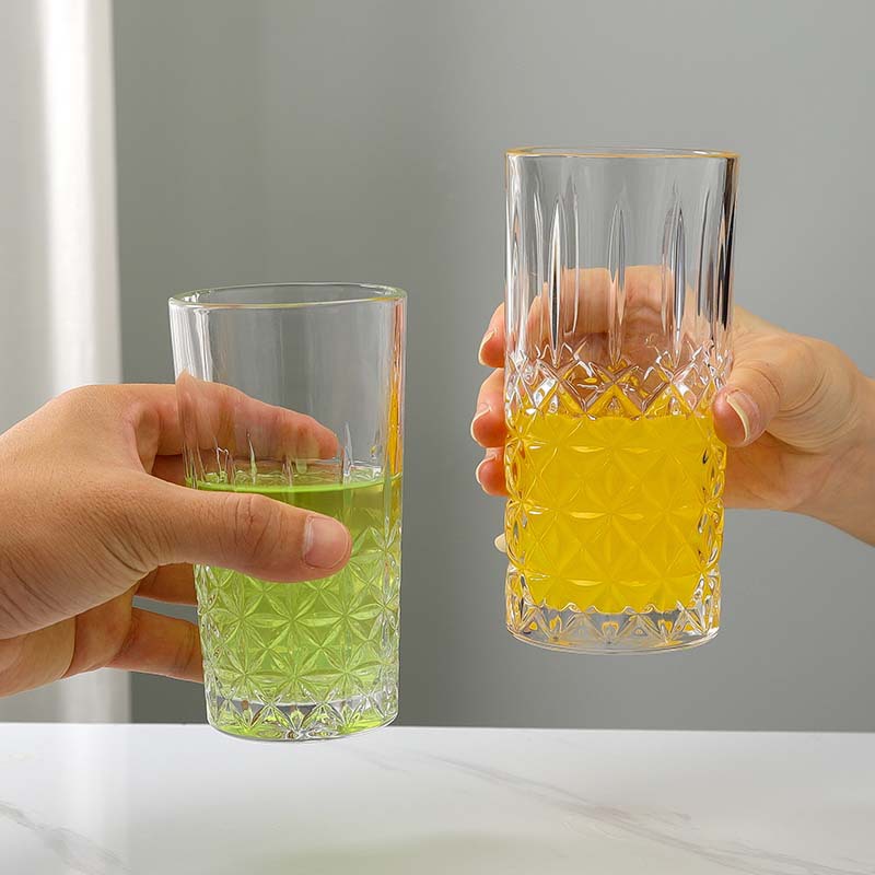 Retro embossed whisky glass, engraved cocktail glass, Long Island iced tea cup, Mojito glass long drinking glass, Coring glass Specification image