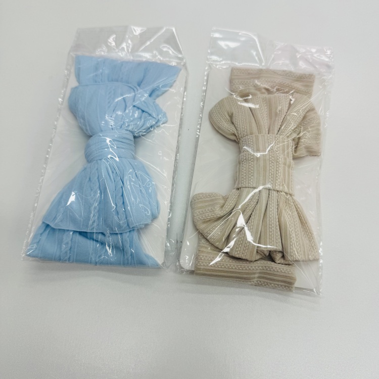Cross-border European and American hair accessories, children's headbands, jacquard nylon, soft baby hair bands, double-layer bow, baby fontanelle protection