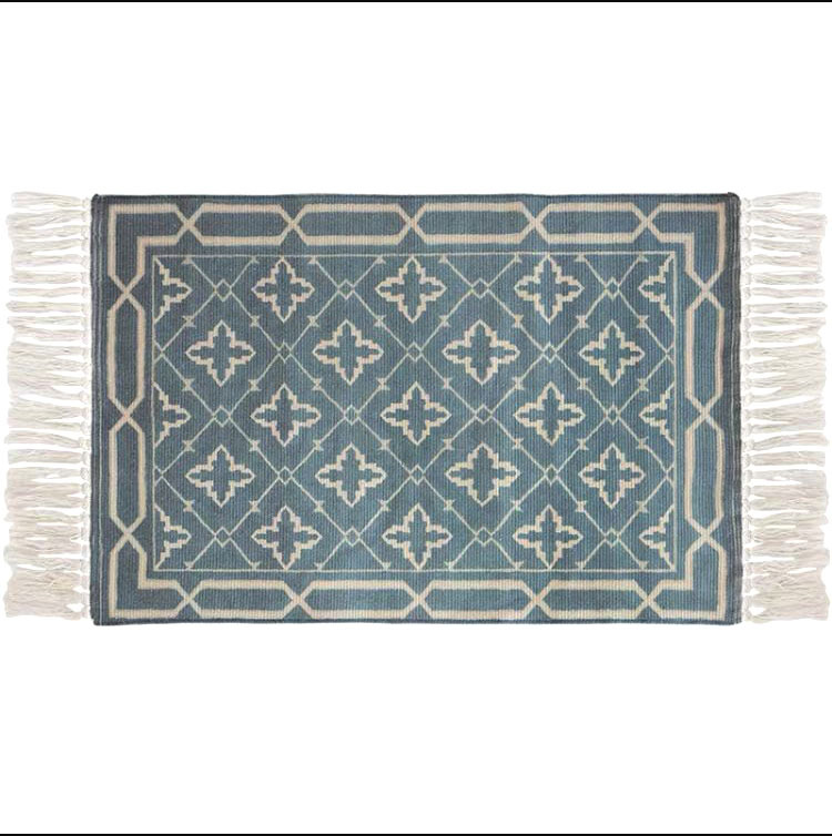 Nordic coffee table, cotton thread woven tassel floor mat, simple bedroom carpet, bedside blanket, living room bay window mat, office Item Picture