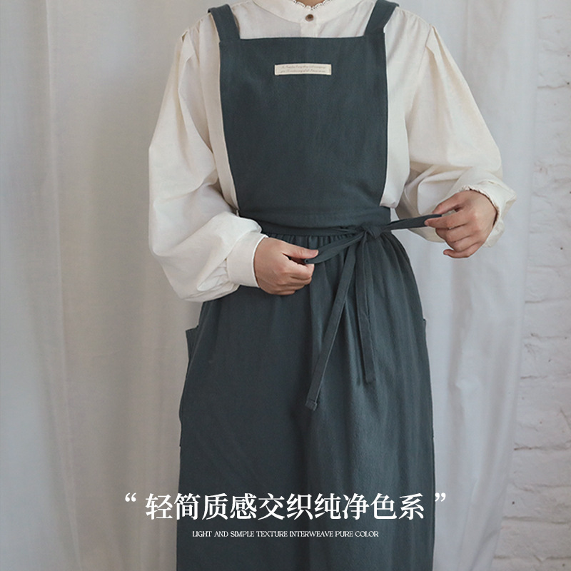 北欧品质家居厨房咖啡厅围腰韩版帆布背心围裙跨境外贸工厂批发