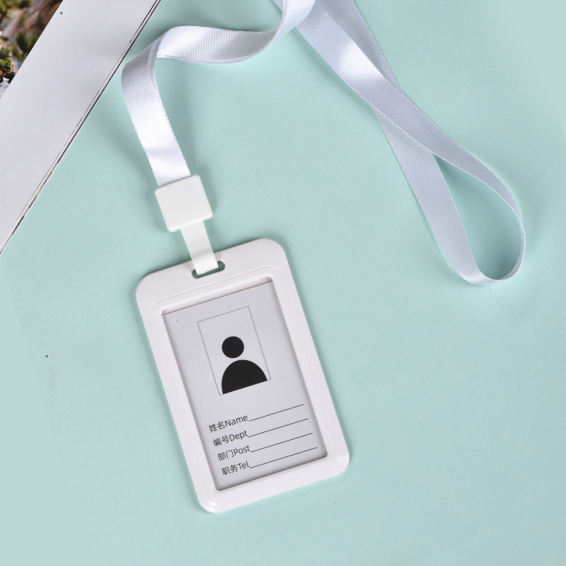 Customizable UV printed pattern work ID card holder, telescopic easy-pull buckle, employee ID card holder, strap and lanyard Item Picture