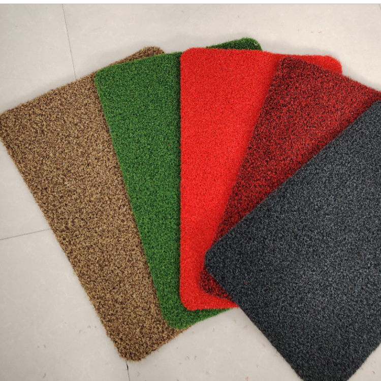Simulated hard silk lawn, mud and sand scraping, pvc multi-color door entrance, black background floor mat for home entrance and balcony details Picture