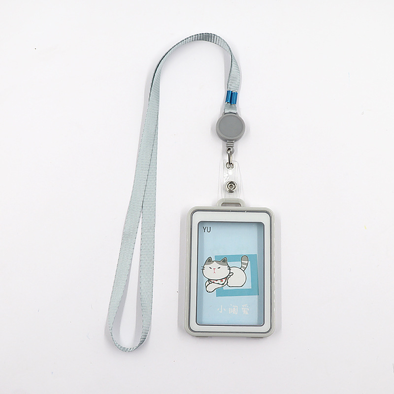Campus student card holder easy-pull buckle, 0.5cm thickened card, electronic card, ID card, bus card, access control card holder, lanyard Specification image