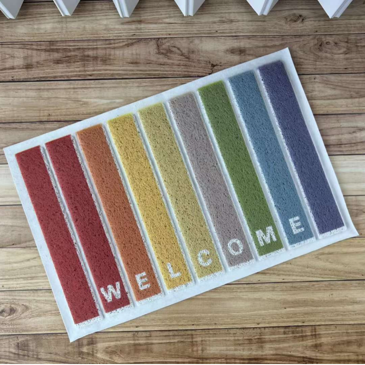 Threaded PVC digital three-dimensional printed brushed door mat, foot mat, anti-slip mat, logo advertisement, entrance door mat details Picture