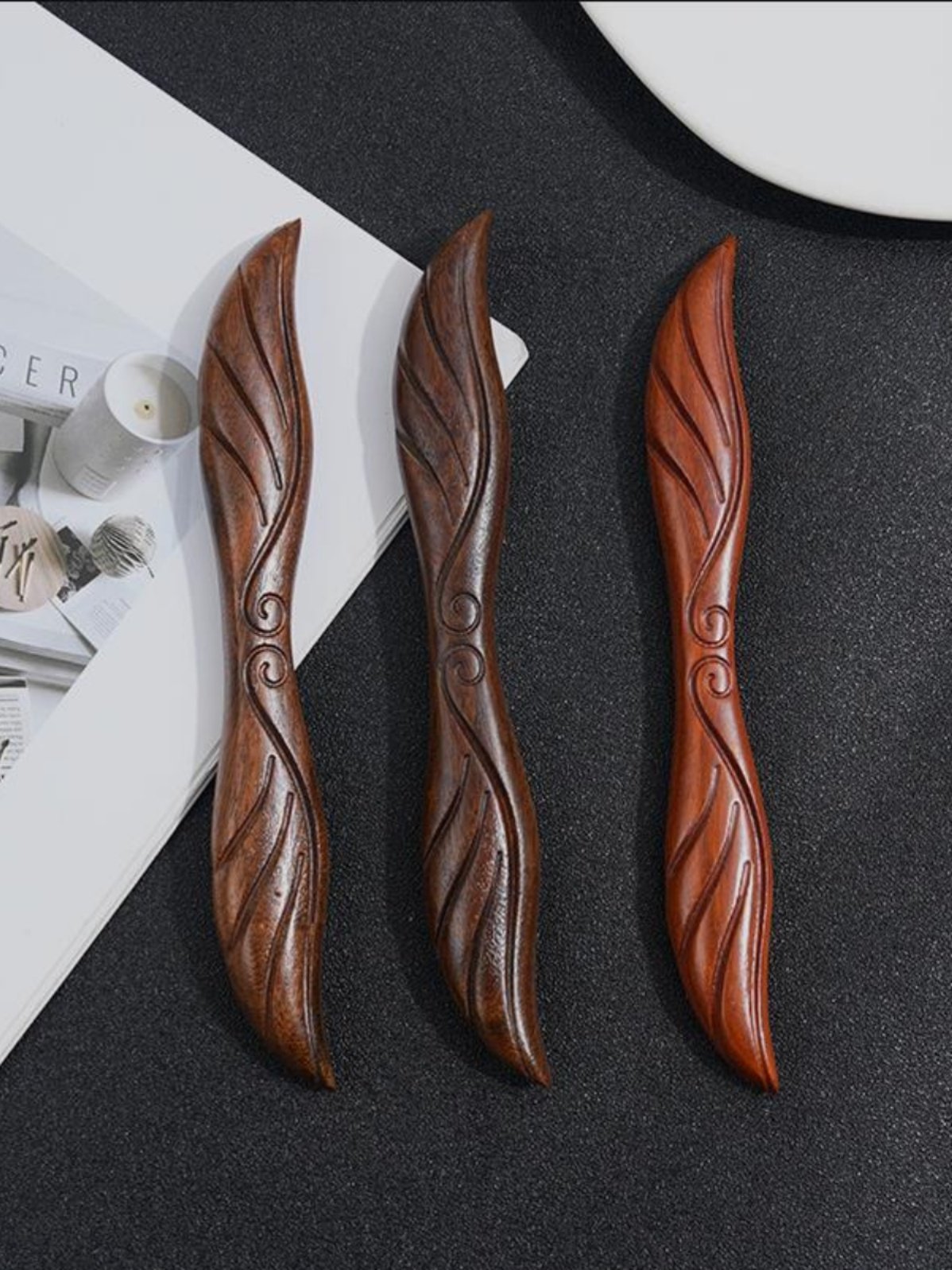 New Chinese-style golden thread sandalwood hairpins, new Chinese-style ancient costume Hanfu headwear, ancient-style women's hair accessories, daily essentials, hairpins and hairpins Specification image