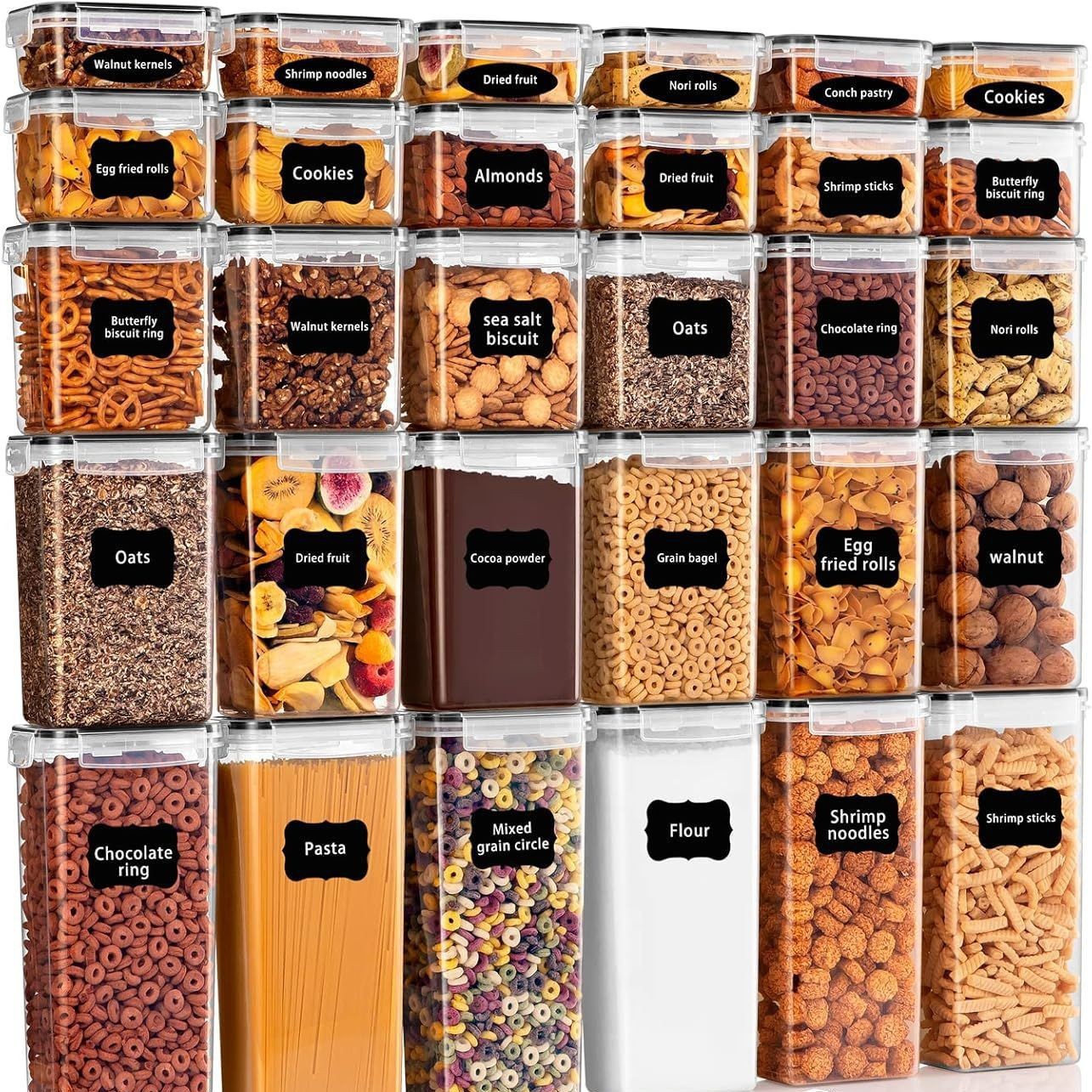 Kitchen sealed jars, large plastic storage jars for grains and cereals, transparent jars, food storage jars, storage and preservation boxes