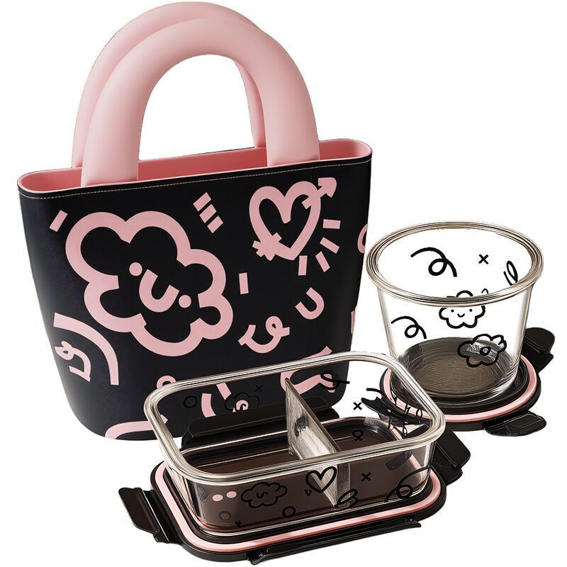 微波炉加热玻璃饭盒2025新款食用级保鲜碗上班带饭餐盒水果便当盒白底实物图