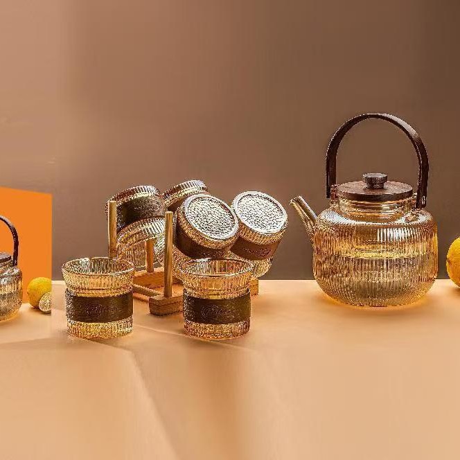 Set de té de vidrio estilo vertical estilo lifting bar jarra set de agua oficina hogar tazas y jarra creativo acompañante regalo de mano al por mayor Item Picture