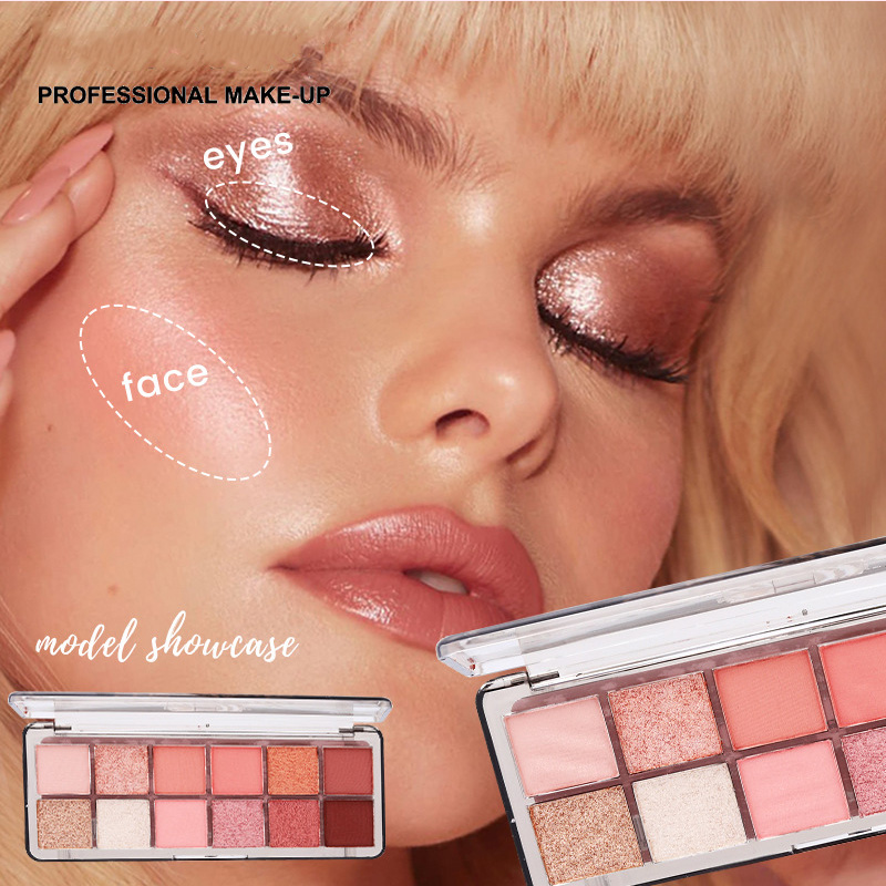 High-quality factory OEM/ODM customizes 12-color pearlescent and matte eyeshadow palettes with long-lasting waterproof formula details Picture