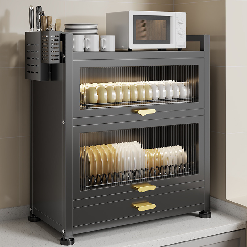 Storage rack, dish and bowl draining rack, household multi-functional bowl cabinet, double-layer chopsticks and bowl draining cabinet, kitchen dish and bowl storage cabinet details Picture