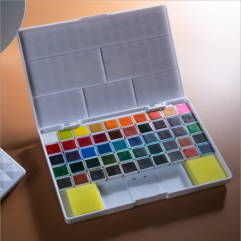 Italian Rafael Solid watercolor 36-color gouache, beginner's powder compact art solid watercolor portable details Picture
