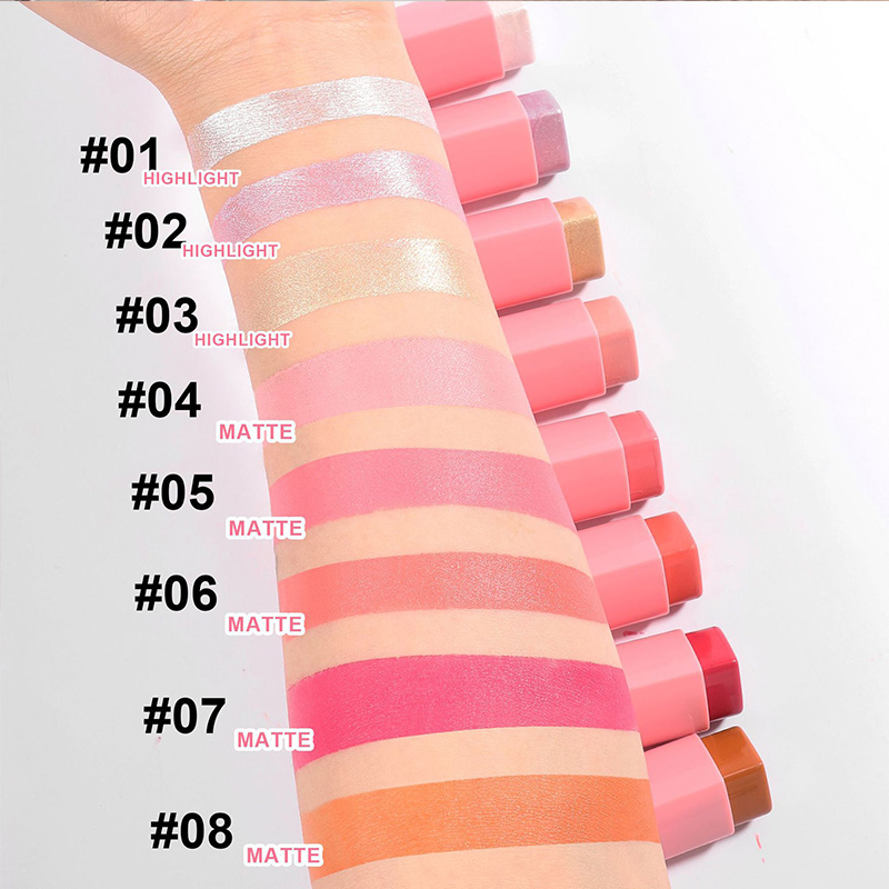 Blush stick, heart-shaped blush cream, Highlighter contour stick, facial brightening, color-changing and long-lasting pigment details Picture