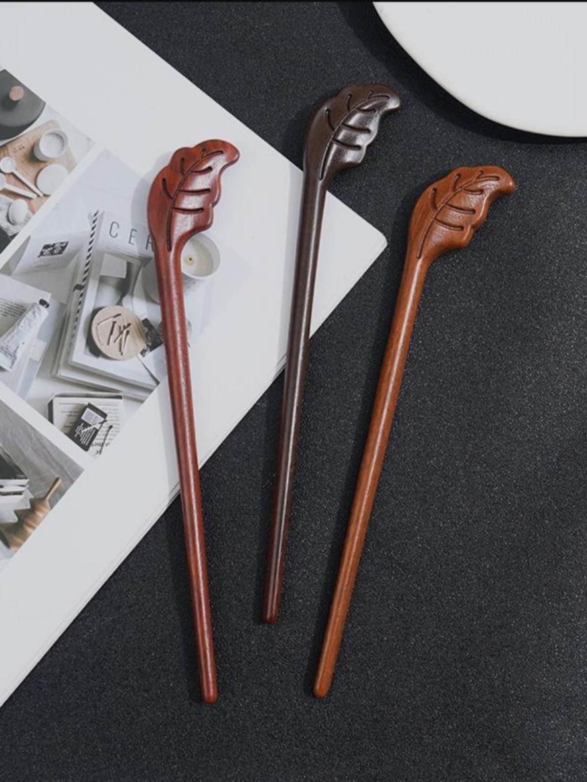 New Chinese-style golden thread sandalwood hairpins, new Chinese-style ancient costume Hanfu headwear, ancient-style women's hair accessories, daily essentials, hairpins and hairpins details Picture