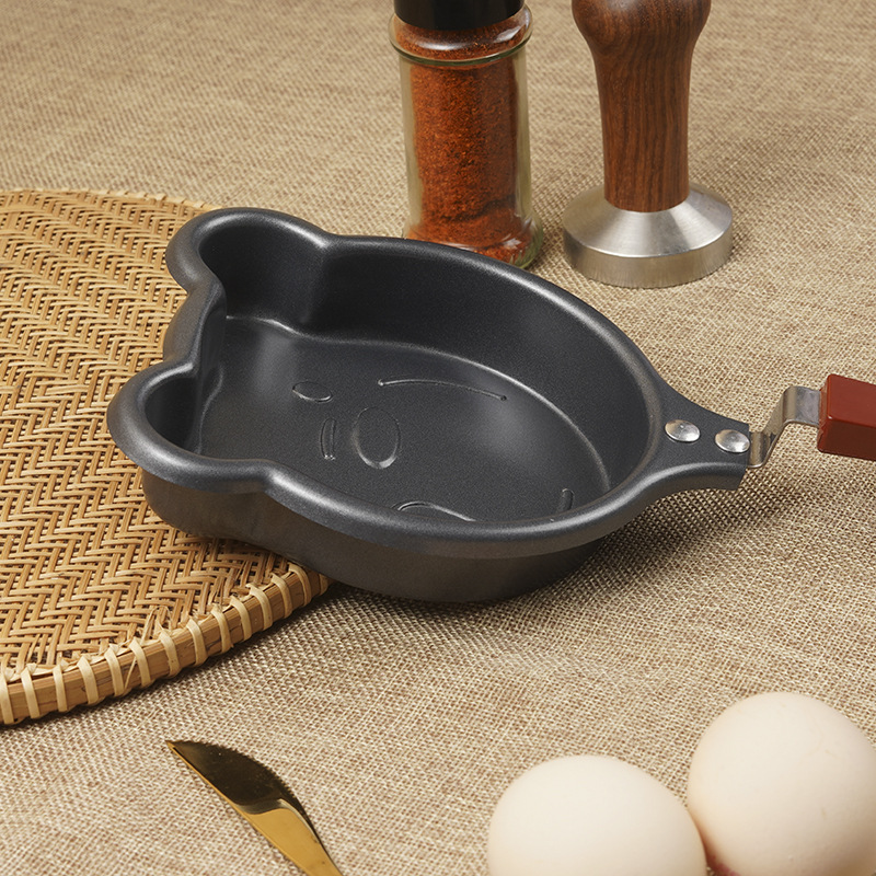 Cartoon frying pan, 14cm flat pan, egg pan, non-stick pan, home breakfast pan, animal mini heart-shaped frying pan details Picture