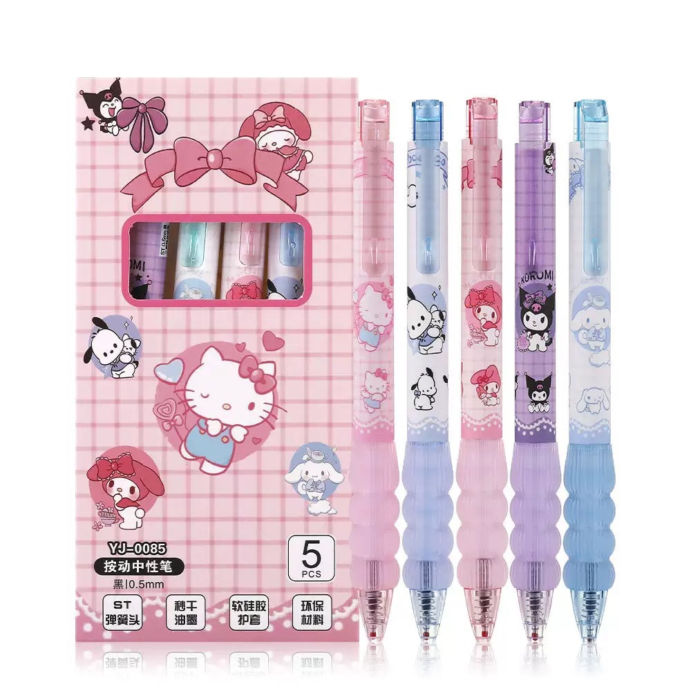 Cute cartoon, high appearance level, press gel pen, student exam ST quick-drying pen tip practice pen, 0.5mm black pen details Picture