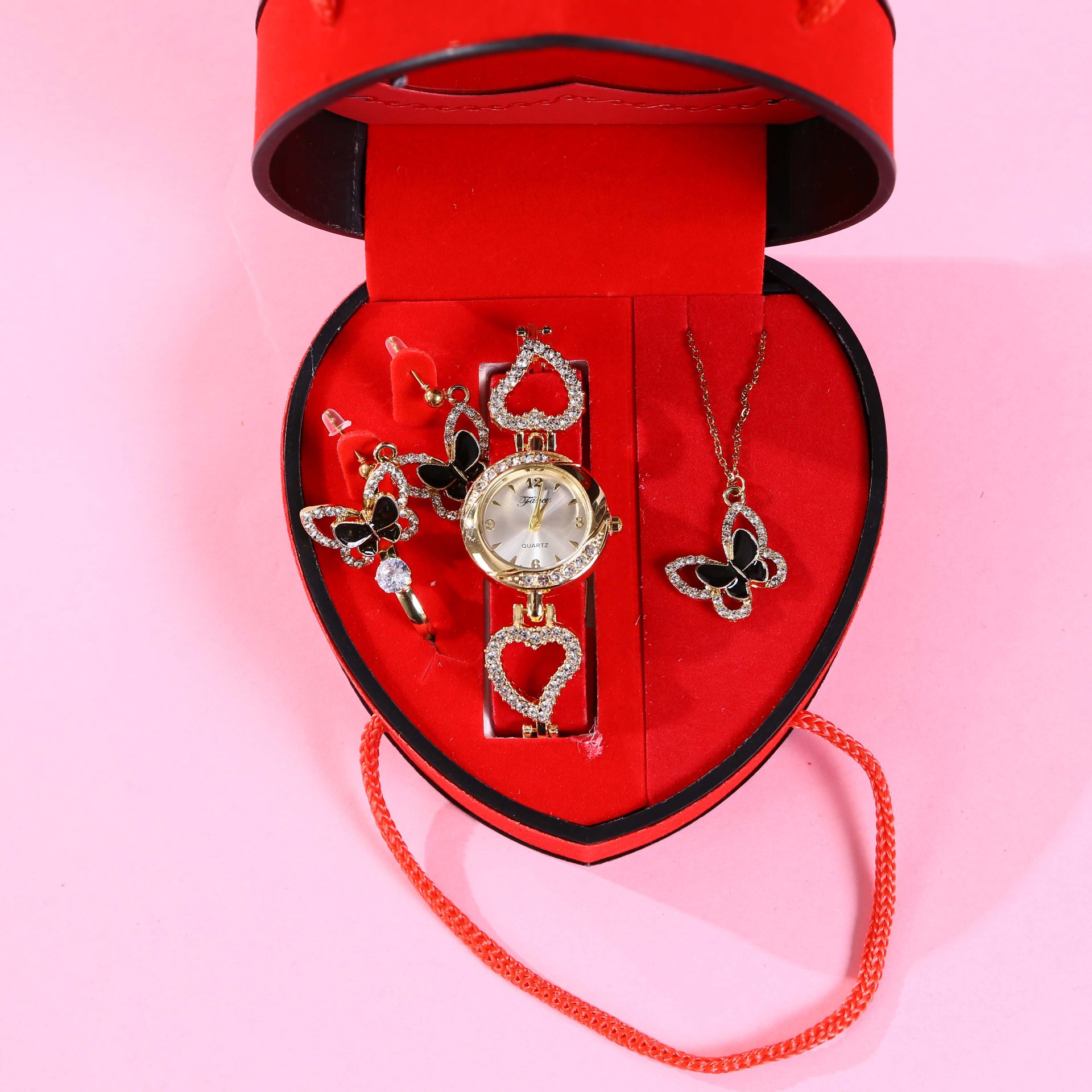 Mother's Day bestseller gift set: Light luxury full-diamond women's watch, necklace, stud earrings, Love Mom Gift box promotional items Specification image