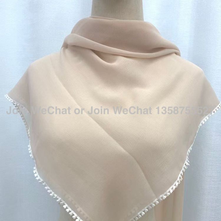 新品马来西亚方巾 立体小花边巴里纱 穆斯林头巾高清纱女围巾