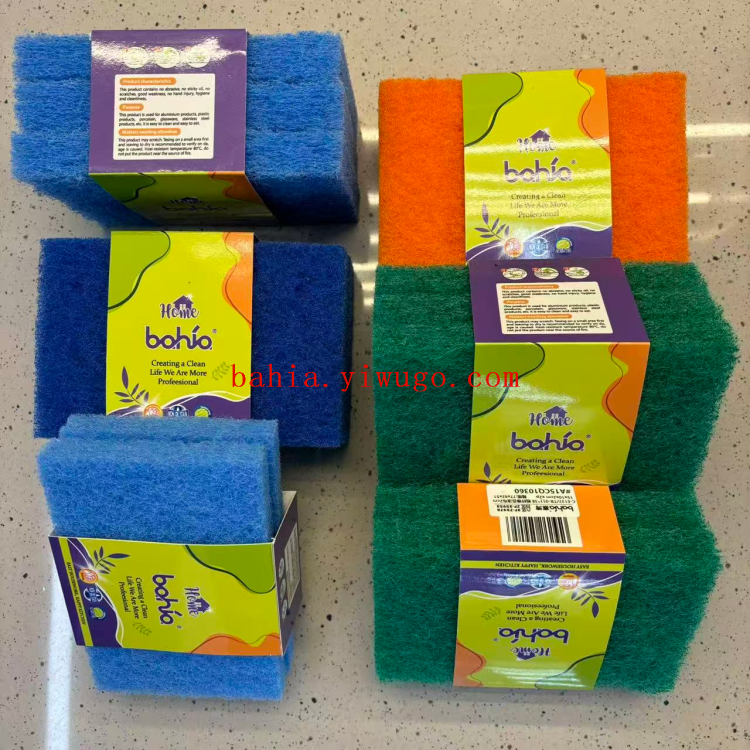 Coarse fiber scouring pad, kitchen pot scrubbing, dish washing sponge, multi-color and multi-functional cleaning cloth bahia
