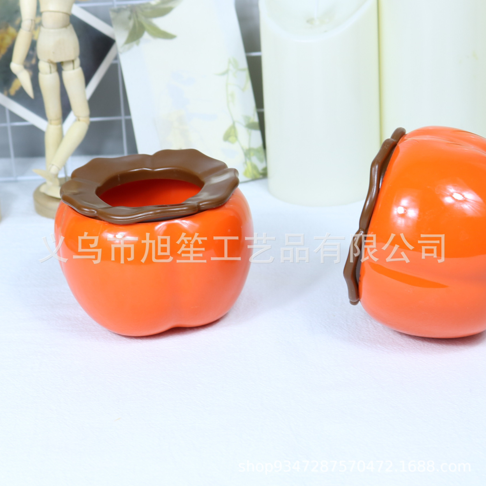 Factory wholesale imitation ceramic persimmon flower POTS, decorative vases, festive persimmon happiness POTS, new Chinese-style plastic flower POTS Item Picture