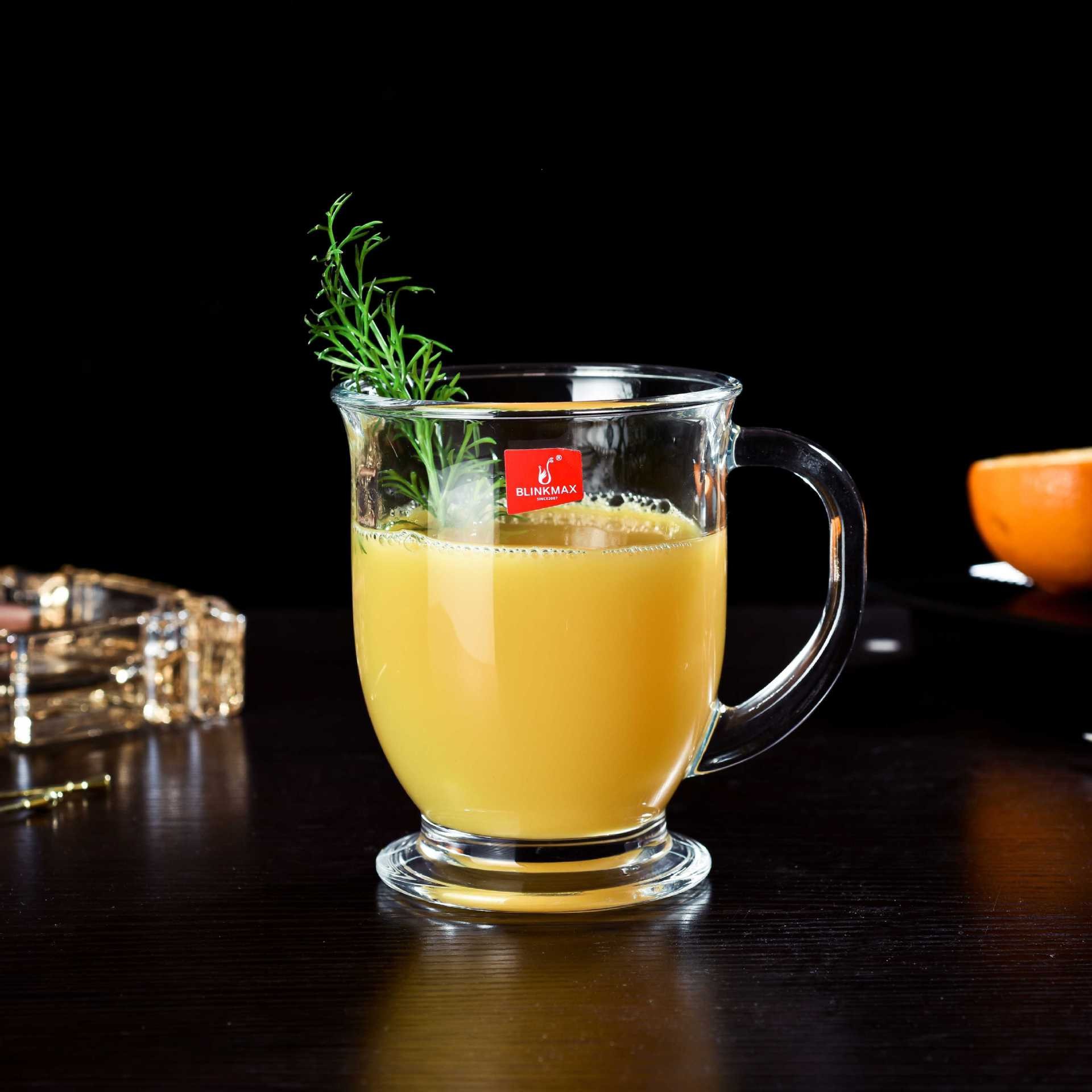 Glass cups, milk cups, transparent carved glass, breakfast oatmeal cups, coffee shop juice thickened flower tea cups details Picture