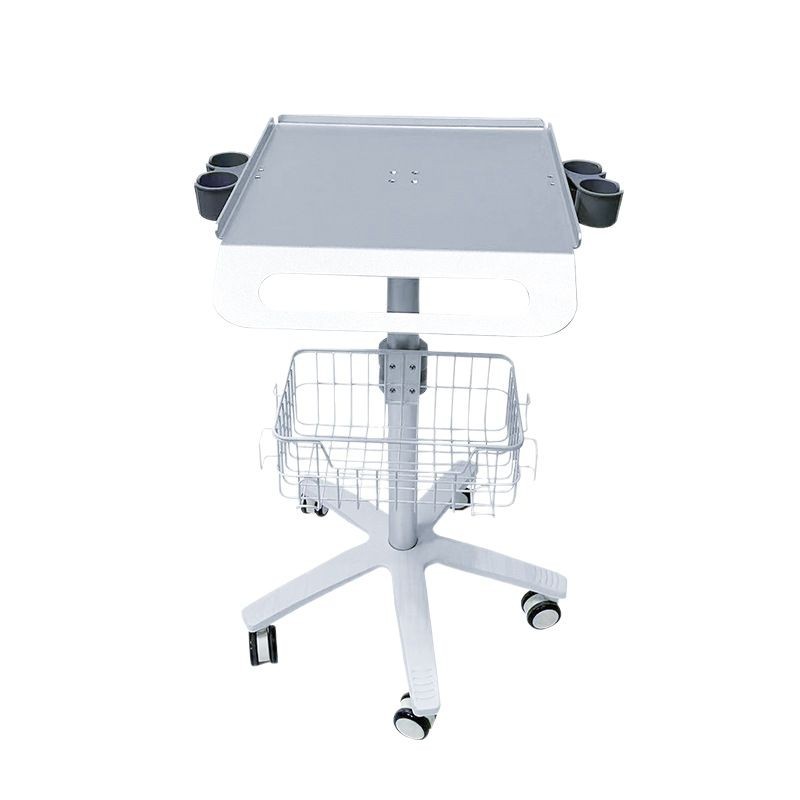 Foreign trade medical manual trolley, lifting type ultrasound trolley with storage basket, medical equipment trolley Specification image